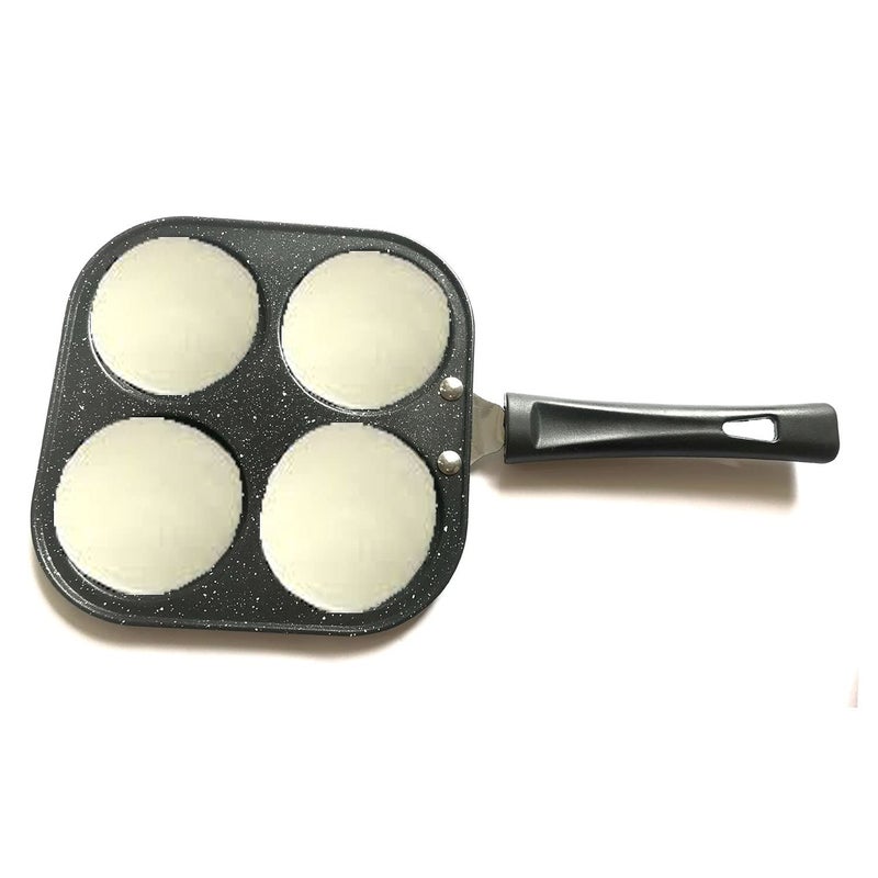 DBY Pancake Pan 4Cup Mold Blini Pan Silver Dollar Breakfast Pan Mini Pancake Maker Fried Egg Cooker Pancake Griddle Plett Pan Breakfast Maker Non Stick Egg Cooker Pan  - Image 3