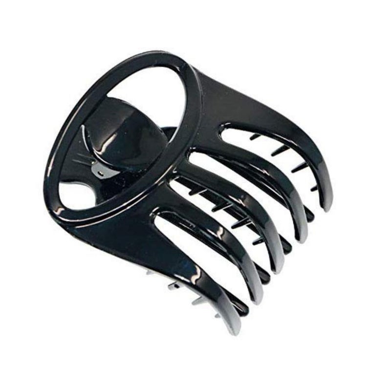 Parcelona French Curvy Oval Paw Medium 3â€ Cellulose Acetate Side Slide In Jaw Hair Claw Clips for Women and Girls (Black) - Image 1