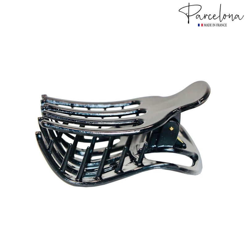 Parcelona French Curvy Oval Paw Medium 3â€ Cellulose Acetate Side Slide In Jaw Hair Claw Clips for Women and Girls (Black) - Image 4