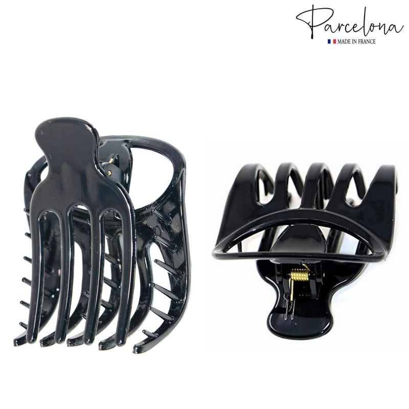 Parcelona French Curvy Oval Paw Medium 3â€ Cellulose Acetate Side Slide In Jaw Hair Claw Clips for Women and Girls (Black) - Image 5