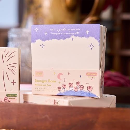 RUJVE Romantic Sticky Notes Set, Multicolour, Over 200 Rectangular Self - Stick Memo Pads with Delicate Heart, Rose & Butterfly Designs for Journaling, Office, Creative Projects (Pack 1)(Multi Color) - Image 5
