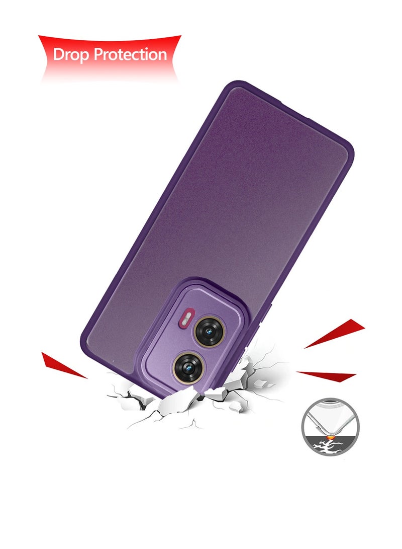 Wtech Motorola Edge 50 Fusion / Motorola S50 Neo / Motorola Moto G85 5G 2024 Hybrid Silicone With Translucent Back Protective Lens Shield Case Cover - Eggplant Purple - Image 3