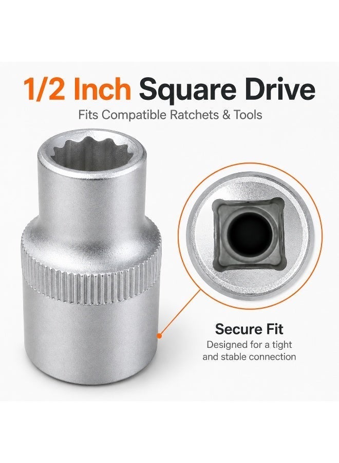 10mm 12 Point Small Socket Wrench, 1/2 Inch Square Drive Chrome Vanadium Steel CR-V Socket for Ratchet, Breaker Bar, Automotive Repair and Workshop Use - Image 3