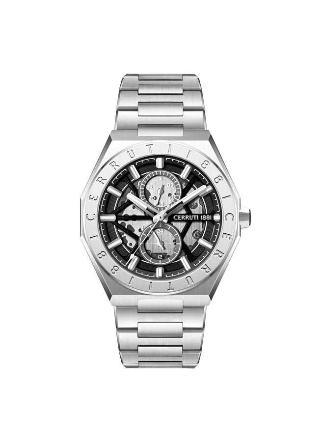 شيروتي 1881 Ravello Black Dial, Stainless Steel Bracelet, Multifunction Watch for Men, 42mm