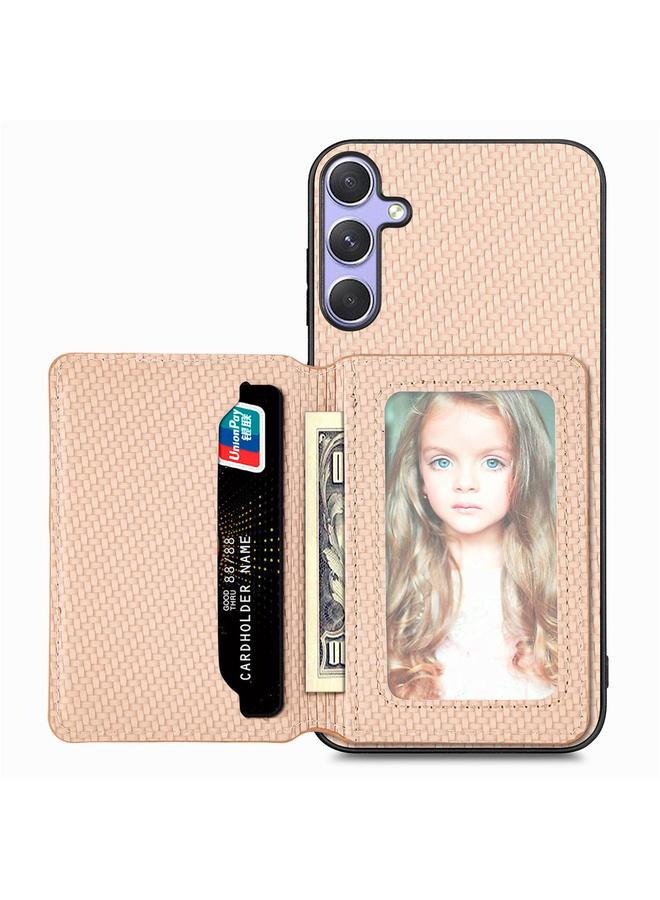 اس-توب جراب لهاتف Samsung Galaxy S25 Ultra 5G مصنوع من ألياف الكربون ومحفظة بطاقات مغناطيسية وواقي RFID - Image 1