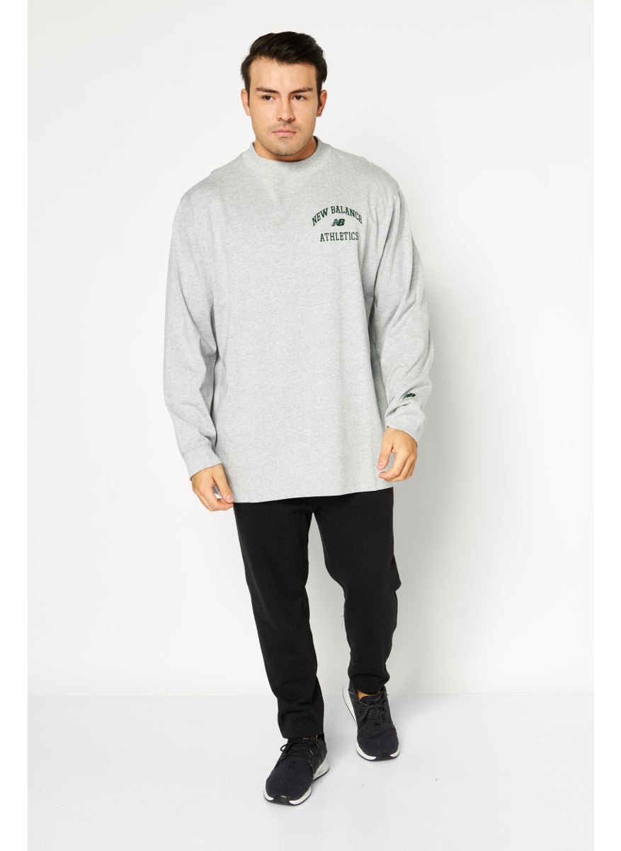 New Balance Men Sportswear Fit Training Long Sleeve T-Shirt, Grey  - Image 2