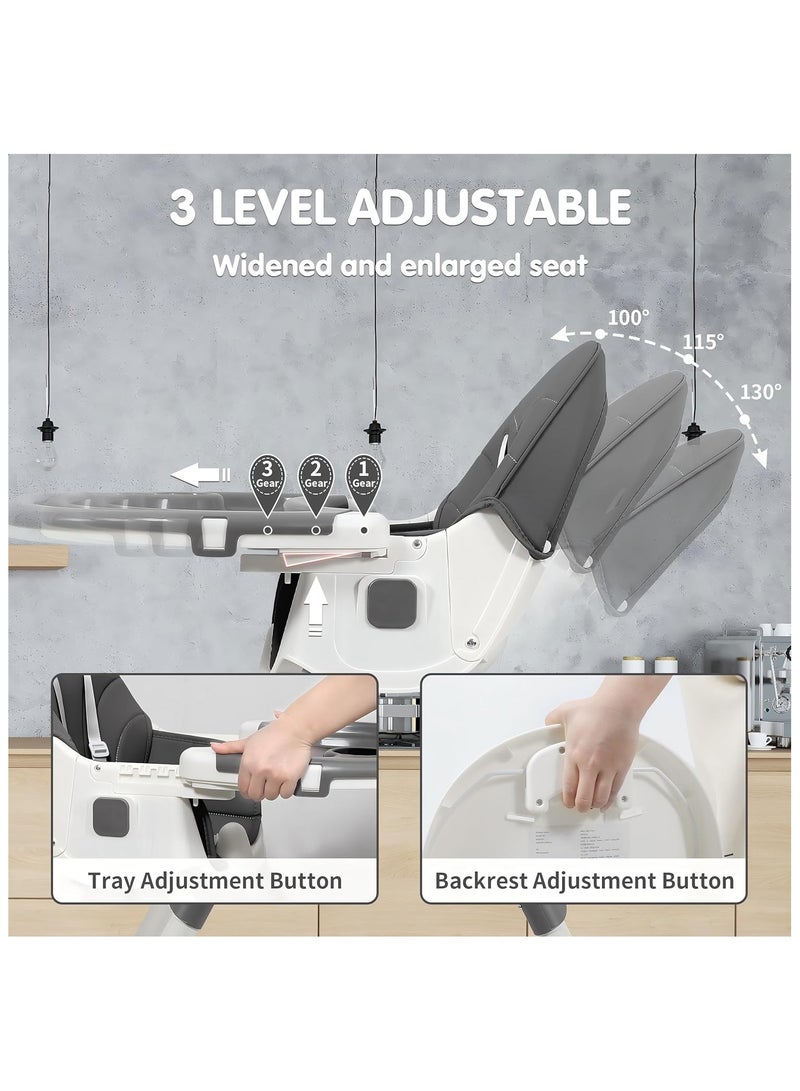 NNEWVANTE Baby High Chair, 6 in 1 Convertible High Chairs for Babies and Toddlers with 5-Point Safety Harness,Foldable High Chair for Space-Saving, Adjustable Dining Tray,Backrest & Height,Easy to Clean Surface - Image 4