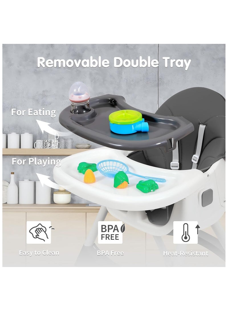 NNEWVANTE Baby High Chair, 6 in 1 Convertible High Chairs for Babies and Toddlers with 5-Point Safety Harness,Foldable High Chair for Space-Saving, Adjustable Dining Tray,Backrest & Height,Easy to Clean Surface - Image 3