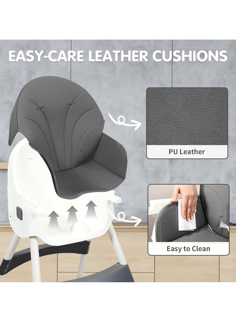 NNEWVANTE Baby High Chair, 6 in 1 Convertible High Chairs for Babies and Toddlers with 5-Point Safety Harness,Foldable High Chair for Space-Saving, Adjustable Dining Tray,Backrest & Height,Easy to Clean Surface - Image 5