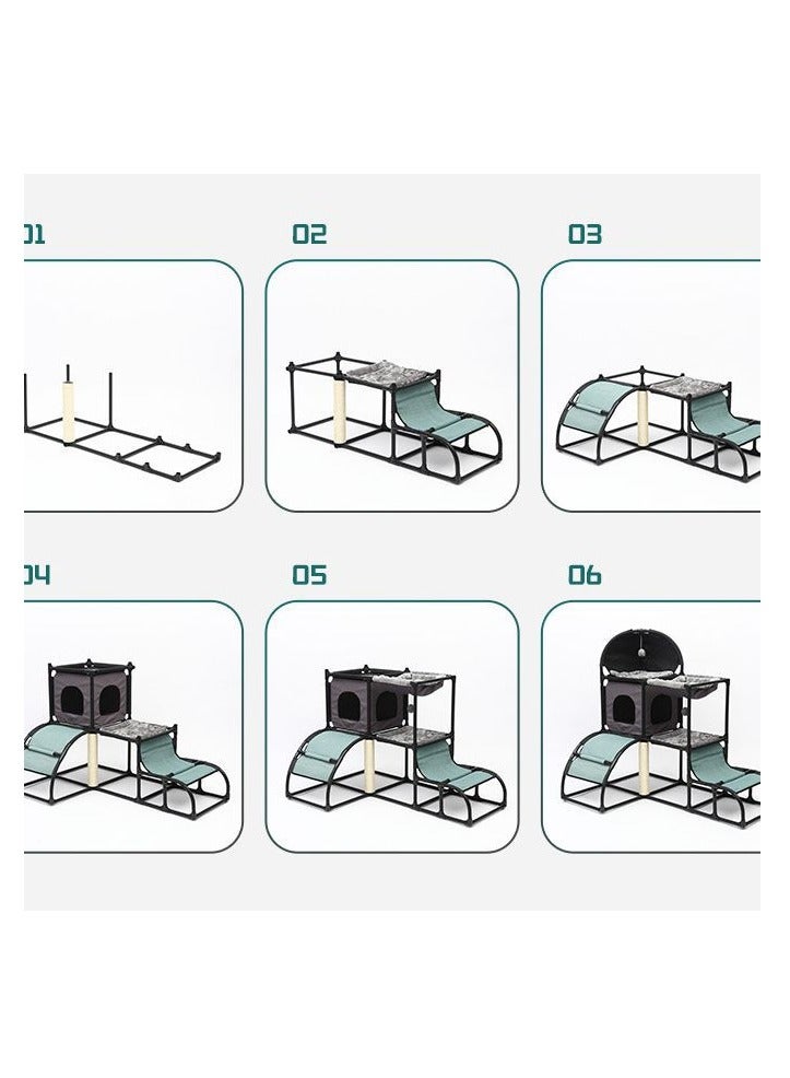 xozgdovg شجرة قطط مستقرة للغاية برج منزل أثاث مع أعمدة خدش سرير هاموك للقطط، لعبة متدلية، متسلق، ثقوب للpeek، أنبوب بلاستيكي سميك إضافي، فانيلا مريحة - Image 2