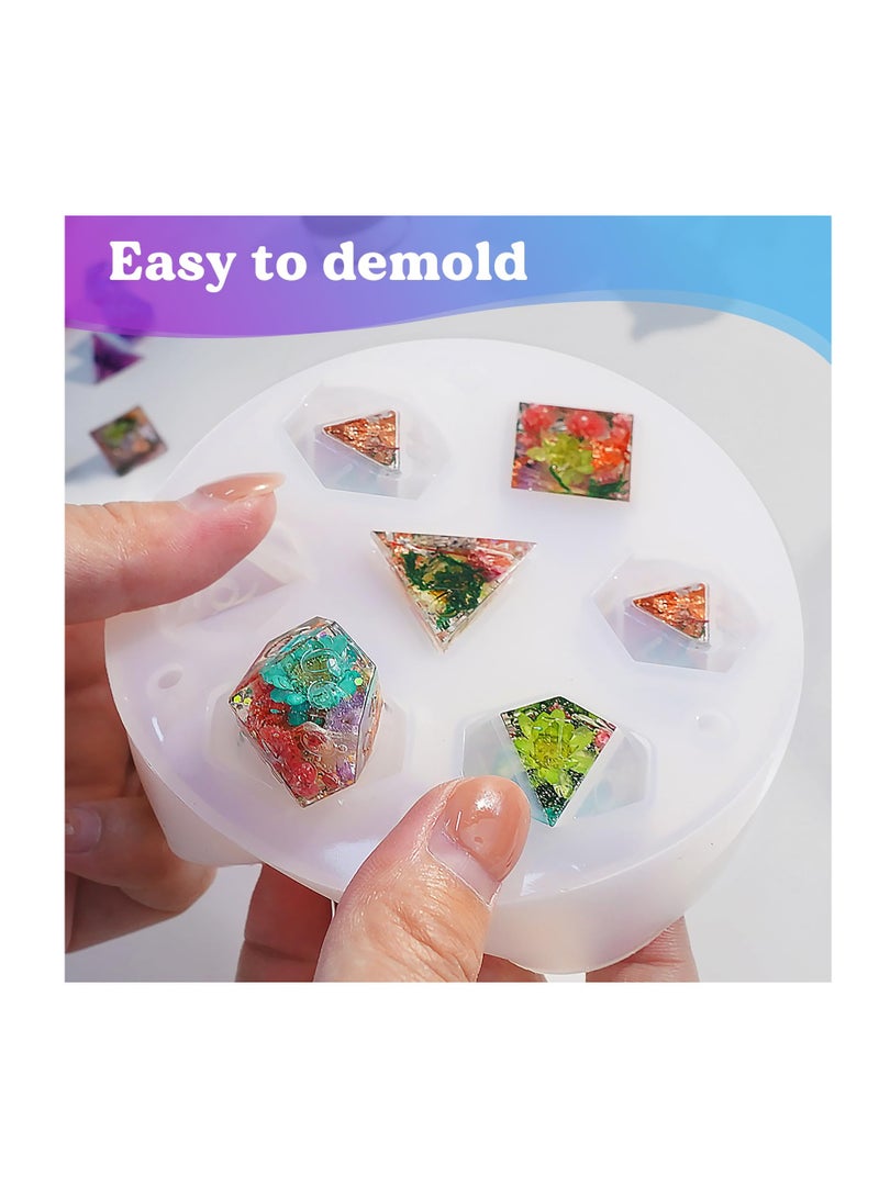 SOLARAE Dice Molds for Resin, Integrated DND Dice Resin Mold with 7 Standard Polyhedral Sharp Edge Dice Cavities, Easy to Making Silicone Molds for Epoxy Resin, DIY Dices Making,Level Up Your Tabletop Gaming - Image 5