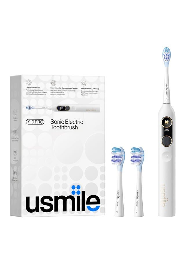 usmile Y10 PRO Rechargeable Electric Toothbrush with Smart Display, Missed Spot Detection, Pressure Sensor, 180-Day Battery Life, IPX8 Waterproof, Travel-Friendly with 2 Brush Heads - Image 1