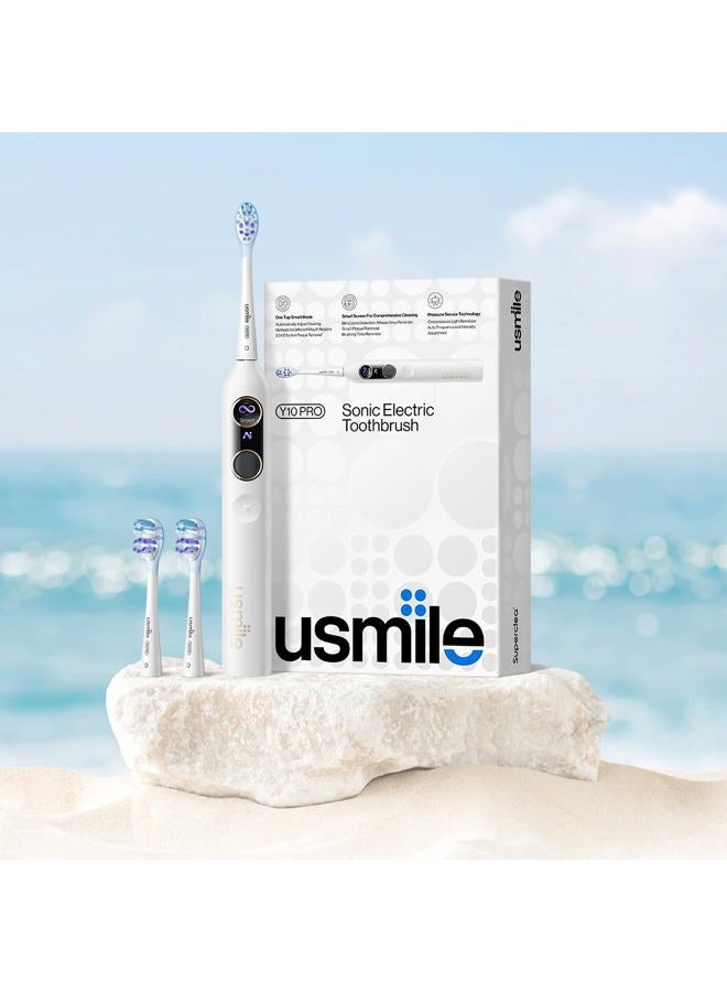 usmile Y10 PRO Rechargeable Electric Toothbrush with Smart Display, Missed Spot Detection, Pressure Sensor, 180-Day Battery Life, IPX8 Waterproof, Travel-Friendly with 2 Brush Heads - Image 2