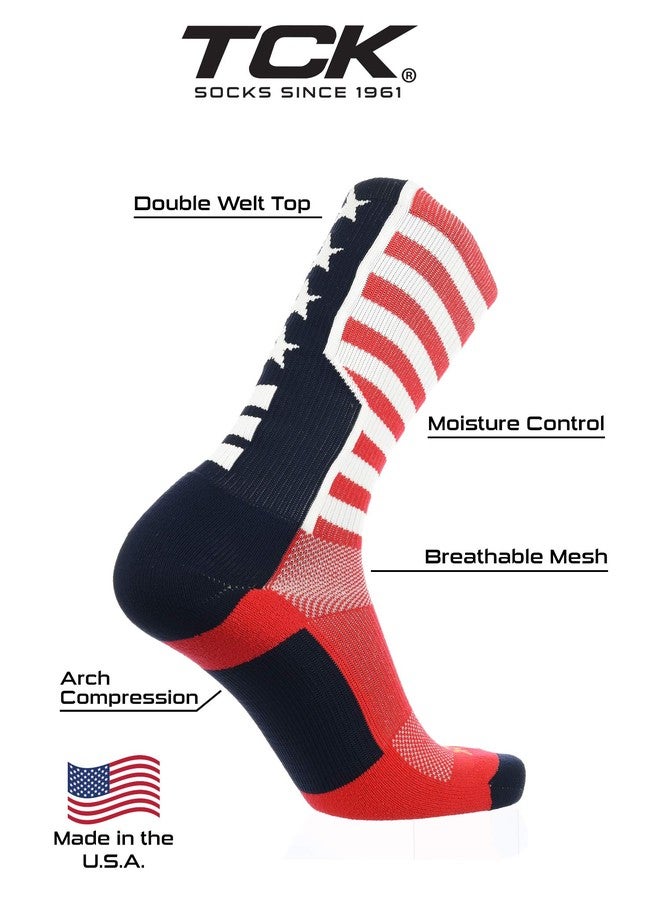TCK Stars and Stripes Perimeter Socks (Scarlet/Navy/White, Large) - Scarlet/Navy/White,Large - Image 3