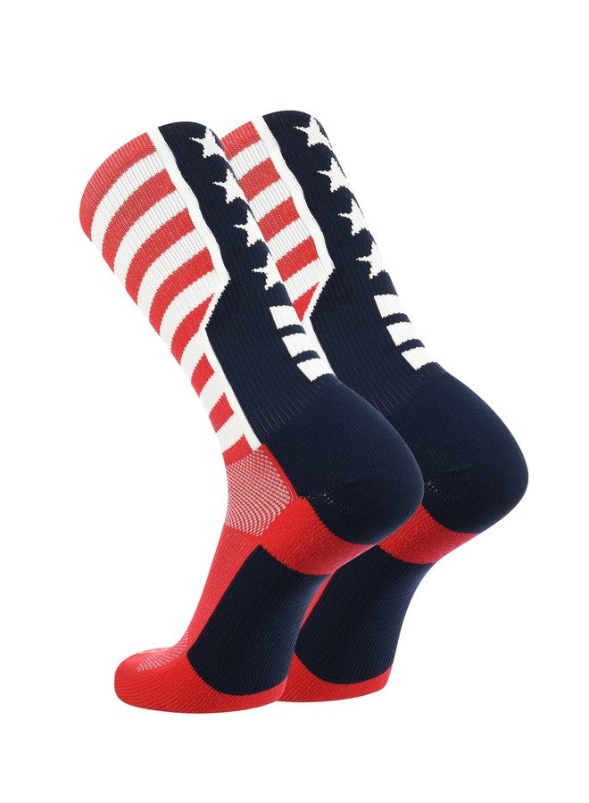 TCK Stars and Stripes Perimeter Socks (Scarlet/Navy/White, Large) - Scarlet/Navy/White,Large - Image 2