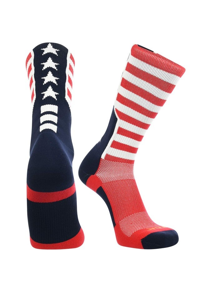 TCK Stars and Stripes Perimeter Socks (Scarlet/Navy/White, Large) - Scarlet/Navy/White,Large - Image 1
