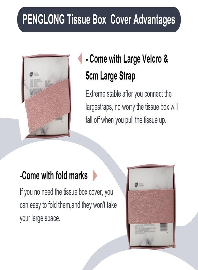 PENGLONG Tissue Box Cover 5X5X5'' PU Leather Tissue Holder Square Tissue Cube Box Organizer for Bathroom Vanity Countertop, Car, Night Stands, Office, Home, Kitchen (1Pack, Pretty Pink) - Image 3