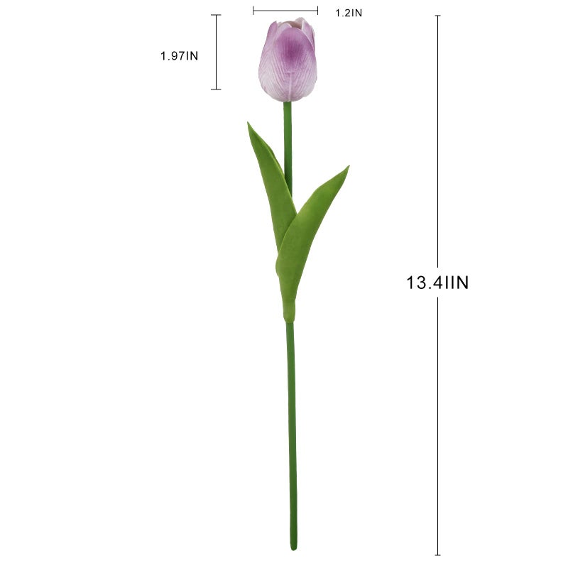 IPOPU Real Touch Purple Tulips 24PCS Artificial Flowers for Decoraion Fake Tulips Light Purple Flowers Floral Arrangements Artificial Faux Tulip Decor for Table Home Kitchen Decor (Light Purple) - Image 3