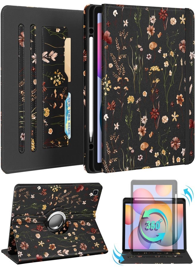 Kidcube for Samsung Galaxy Tab S6 Lite Case 10.4 Inch 2024/2022/2020 - Women Girls Cute Rotating Stand Folio Cover with Pencil Holder & Card Slot Flowers Floral Unique Design Cases for Tab S6 Lite - Image 1