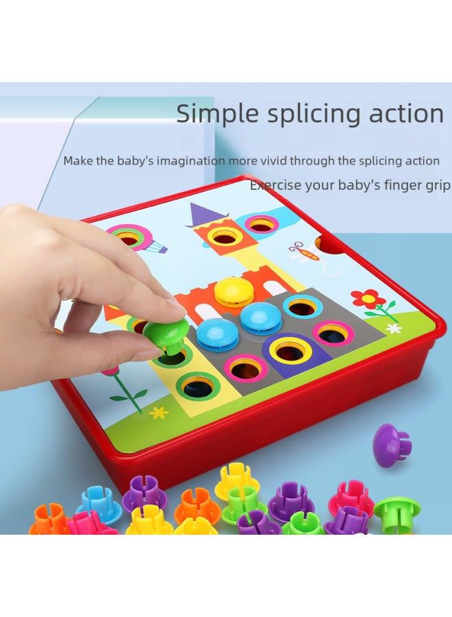 Diy Puzzle Toys For 1-3 Years Old Large Particle Mushroom Pins Intellectual Development Cubic Puzzle Assembly Educational Toys-Color:22809 - Image 3