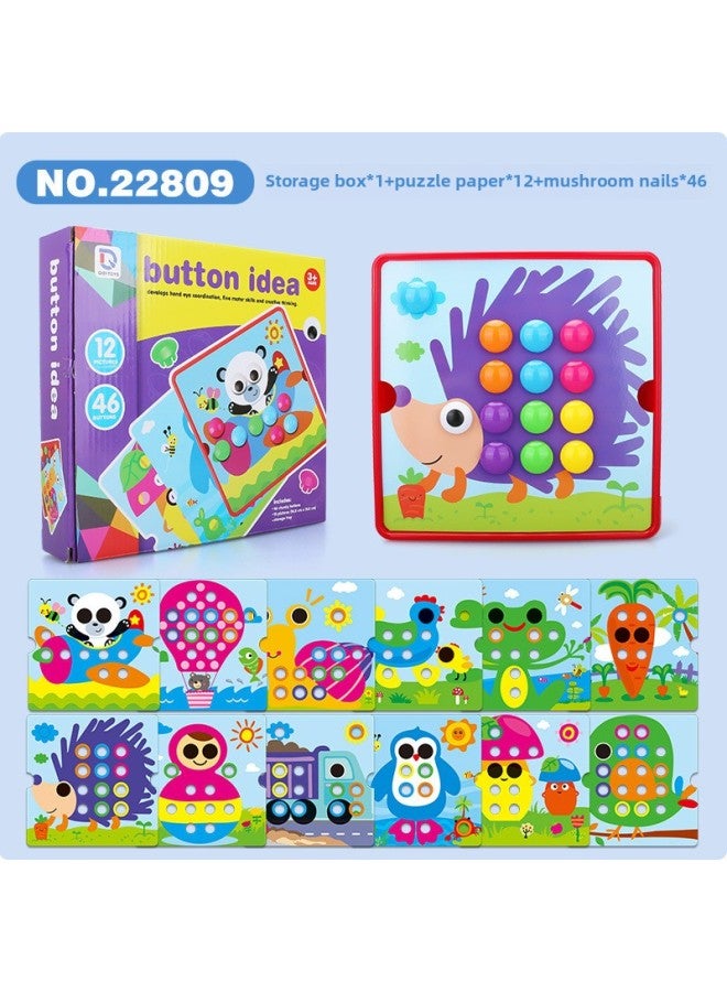 Diy Puzzle Toys For 1-3 Years Old Large Particle Mushroom Pins Intellectual Development Cubic Puzzle Assembly Educational Toys-Color:22809 - Image 1