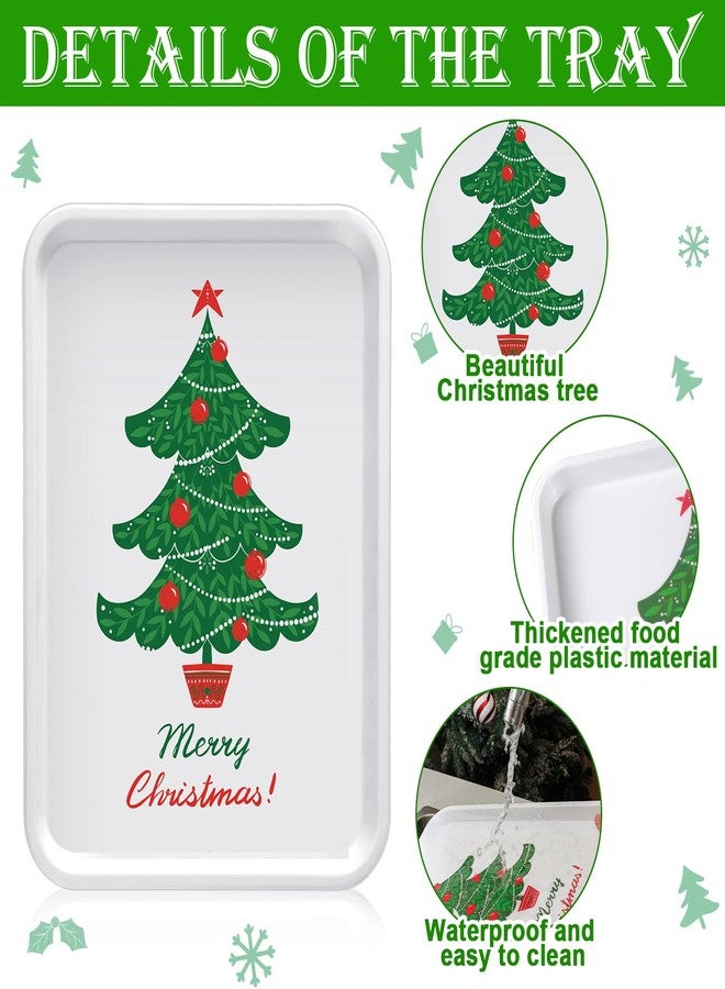 Uiifan 10 Pack Reusable Christmas Serving Trays 13'' x 10" Serving Dishes Heavy Duty Christmas Tree Platter Rectangle Plate Plastic Appetizer Trays for Holiday Xmas Party Cookies Food Dessert - Image 3