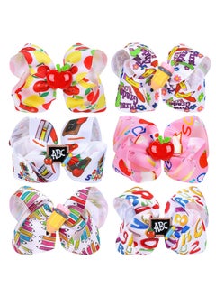 Whaline Hair Clip  6Pcs Back to School Bow Hair Clips in Multi Color Grosgrain Material for Girls Children Teenagers Hair Accessories