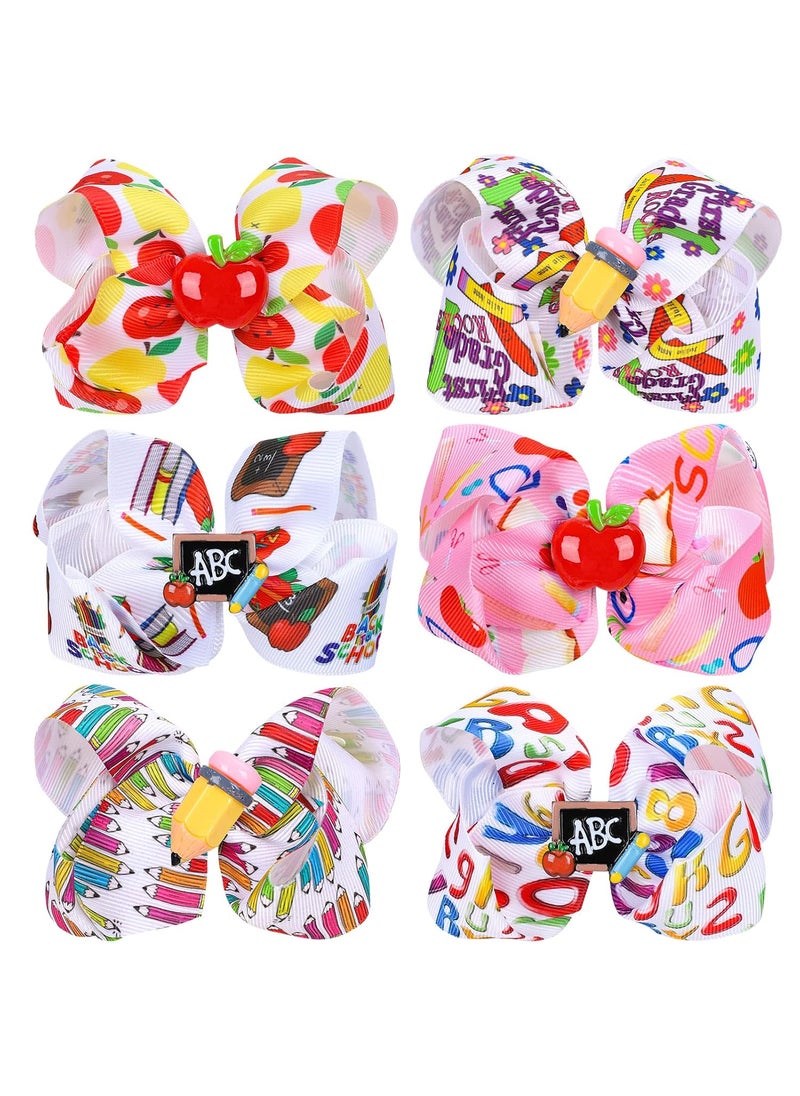Whaline - Whaline Hair Clip  6Pcs Back to School Bow Hair Clips in Multi Color Grosgrain Material for Girls Children Teenagers Hair Accessories - Image 1