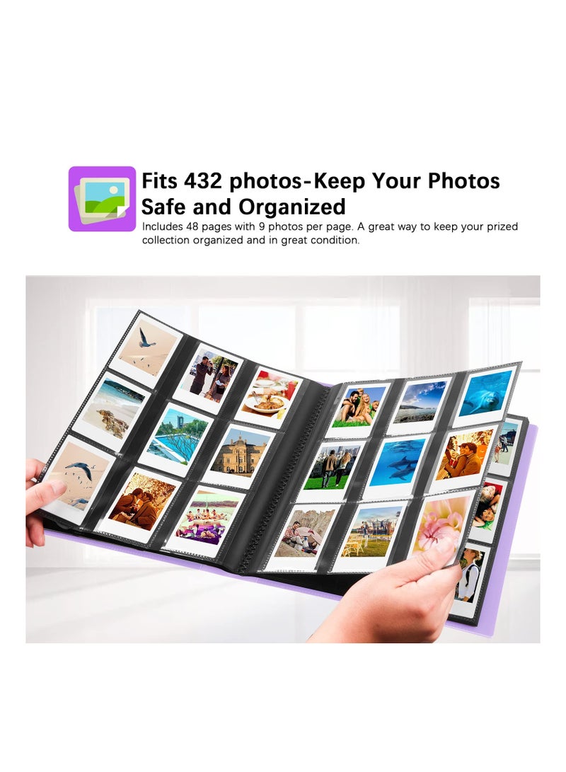 SYOSI 432 Pockets Photo Album for Fujifilm Instax Mini Camera for Polaroid Camera 11 90 70 9 8 LiPlay Instant Camera for Polaroid Snap SnapTouch PIC 300 Z2300 Camera Purple - Image 4