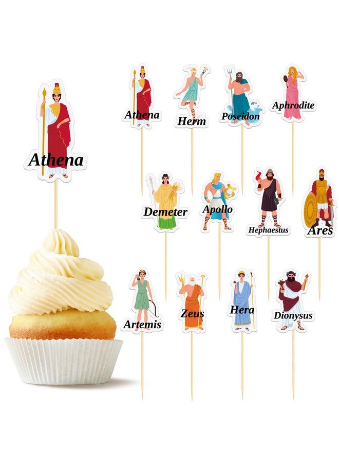 Maxdot 48 Pcs Greek Gods Cupcake Toppers Food Picks Greek Mythology Cake Toppers Greek God Cupcake Picks Greek Mythology Birthday Party Decorations for Ancient Greek Myths Party Supplies - Image 1