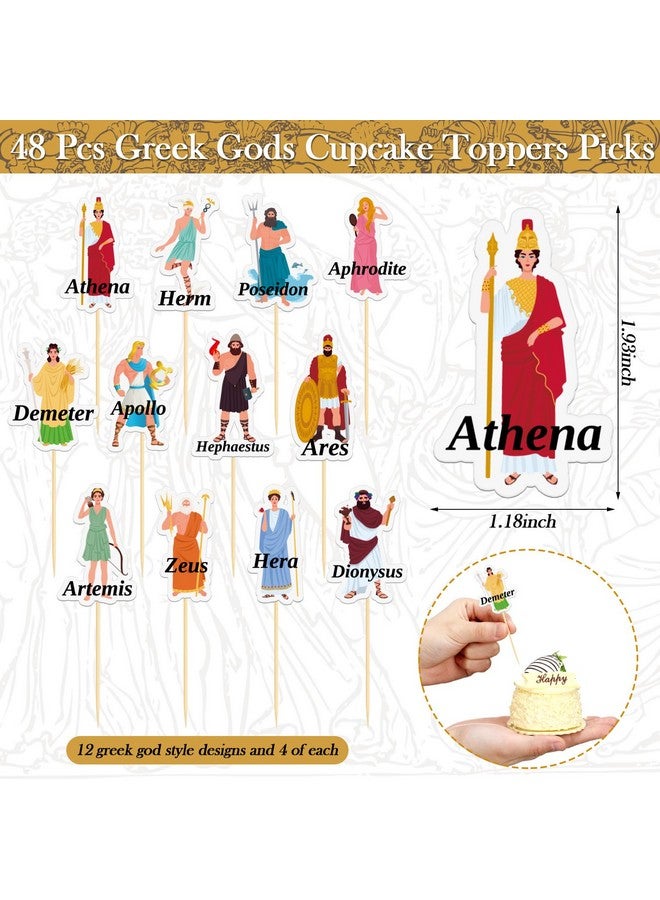 Maxdot 48 Pcs Greek Gods Cupcake Toppers Food Picks Greek Mythology Cake Toppers Greek God Cupcake Picks Greek Mythology Birthday Party Decorations for Ancient Greek Myths Party Supplies - Image 2