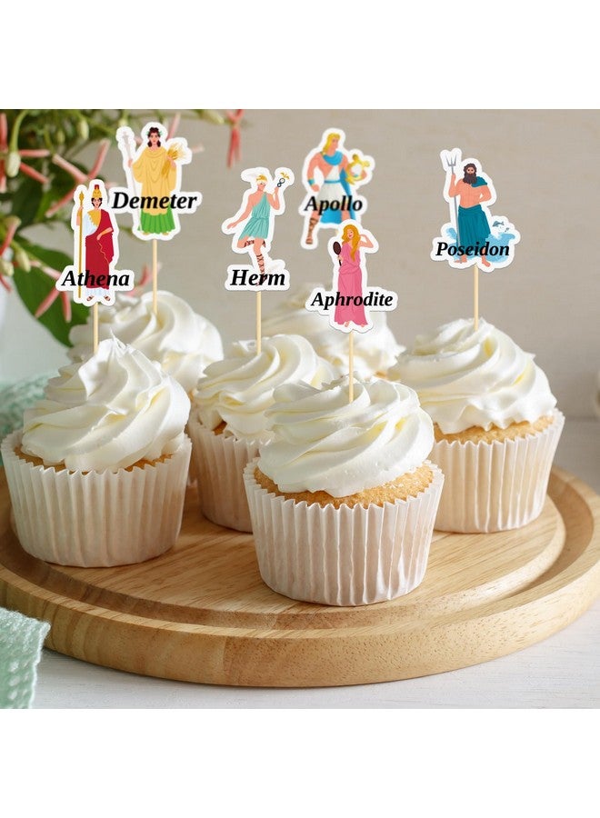 Maxdot 48 Pcs Greek Gods Cupcake Toppers Food Picks Greek Mythology Cake Toppers Greek God Cupcake Picks Greek Mythology Birthday Party Decorations for Ancient Greek Myths Party Supplies - Image 3