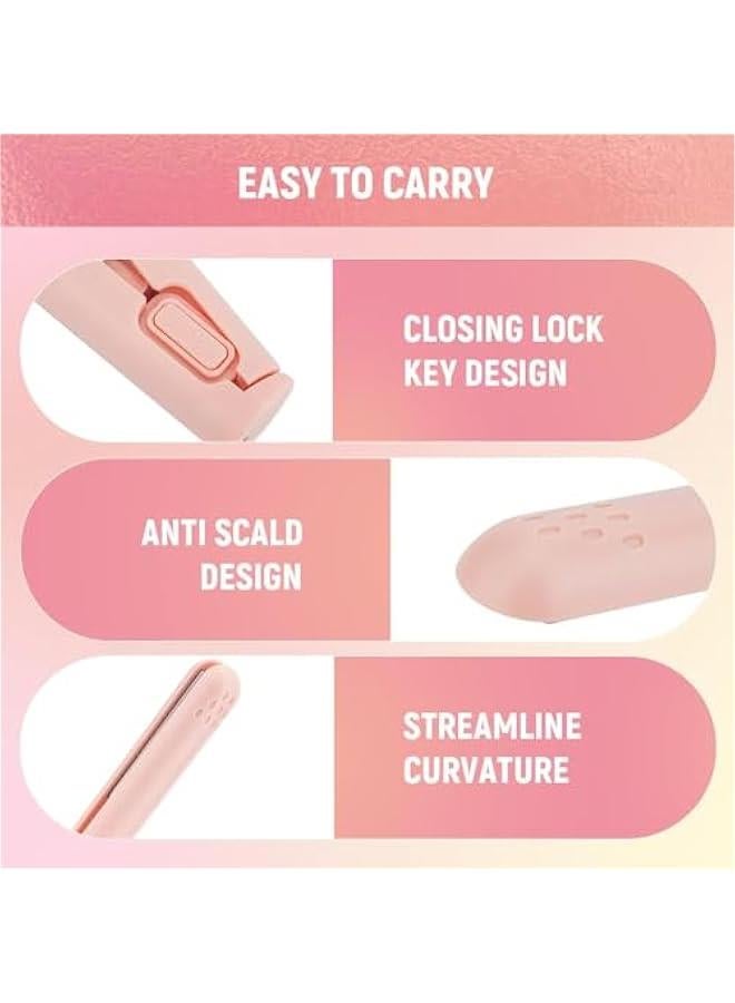 Mini Dual-Purpose Curling Iron, 2024 Curling Iron Portable 2-in-1 Curling Wand and Straightener USB Hair Straightener Curling Iron Cordless Portable Travel Curling Wand for All Hair Types (White) - Image 3