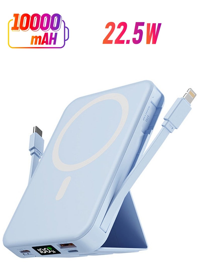 X-level 10000 mAh 633 Magnetic Battery,Magnetic Power Bank 22.5W PD Fast Charging with USB-C&Lighting Cable LED Display Wireless Portable Charger with Stand for iPhone 16/15/14/13/12/Pro/Pro Max  - Image 1