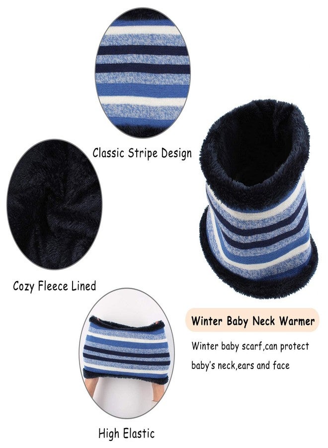 Pesaat Winter Kids Hat Scarf Glove Set Knit Fleece Lined Beanie Neck Warmer Mittens for Toddler Boys Girls 3-8 Years (Blue) - Image 3
