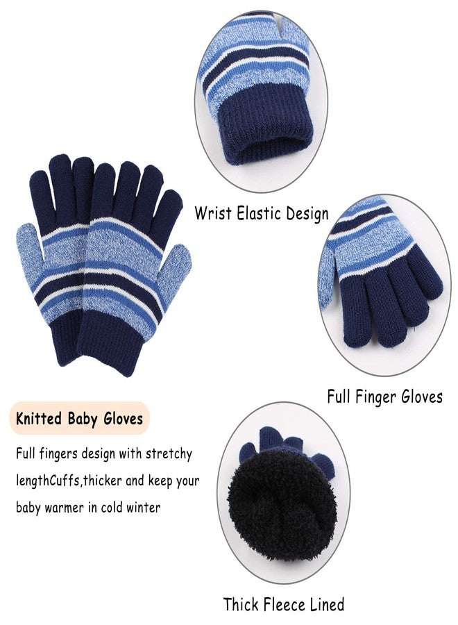 Pesaat Winter Kids Hat Scarf Glove Set Knit Fleece Lined Beanie Neck Warmer Mittens for Toddler Boys Girls 3-8 Years (Blue) - Image 4