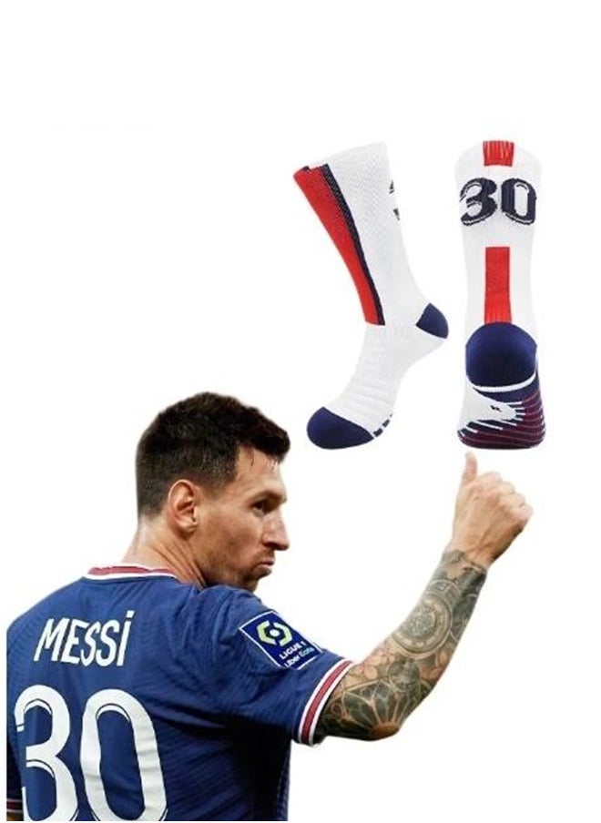 MESSI Elite Football Socks, Athletic Socks with Ankle Protection, Basketball Socks and Running Socks, Compression Padded Athletic Football Socks for Men and Women  - Image 1