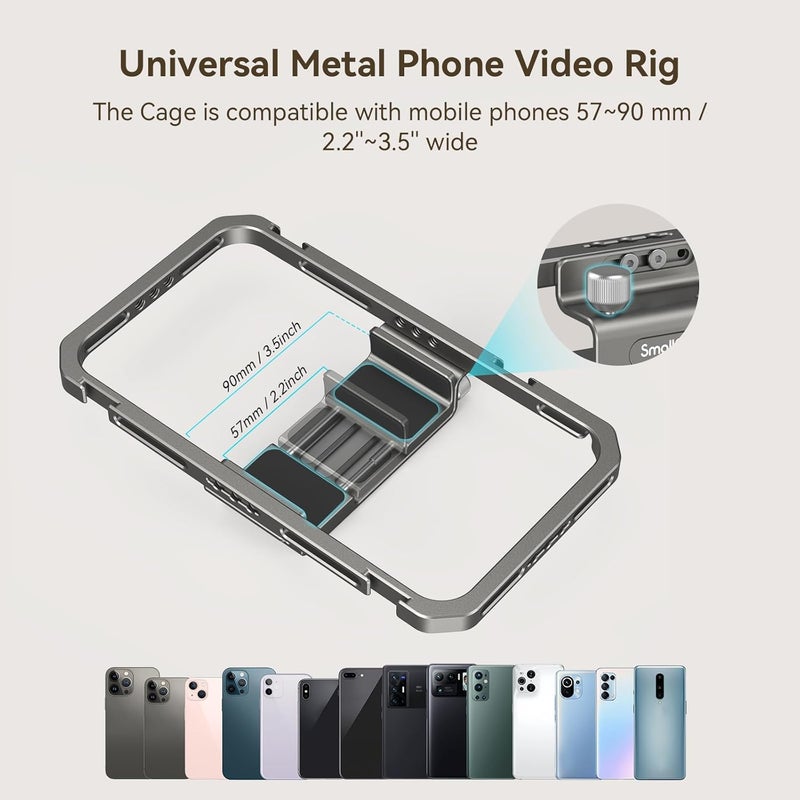 SMALLRIG Universal Phone Cage, Smartphone Video Rig Kit with Handles, Handheld Filmmaking Vlogging Case Stabilizer for Videomaker, for iPhone for Samsung for Pixel and Other Android Phones - 4121 - Image 3