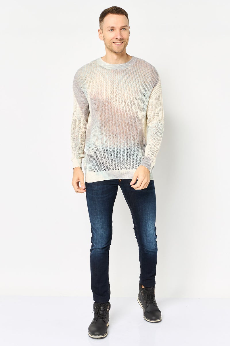 Reserved Men Crew Neck Knitted Sweater, Multicolor - Image 3