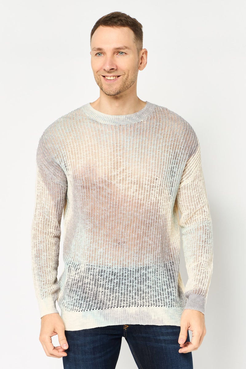 Reserved Men Crew Neck Knitted Sweater, Multicolor - Image 1