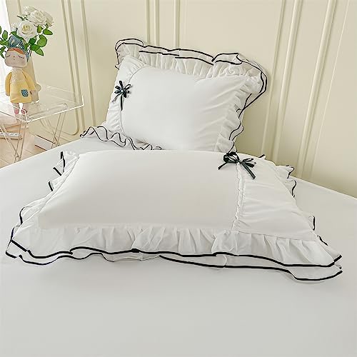 IHOUSTRIY White Duvet Cover Queen Size, Ruffle Beddding Set with Bowtie, 3 Pieces Comforter Cover Set with Zipper Closure, Girl Bedding with Pillowcase - Whte, Queen - Image 5