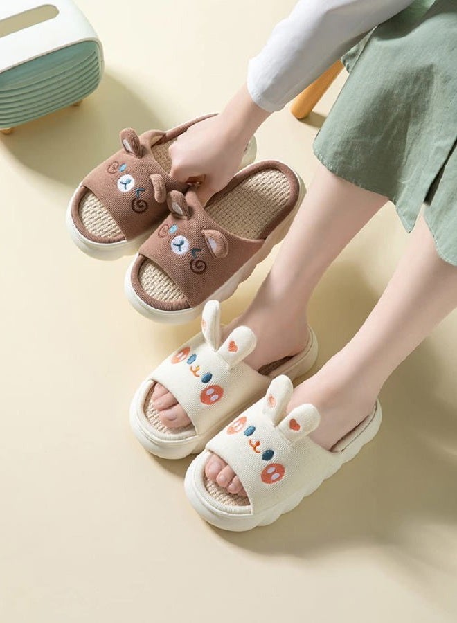 Yoroka Cartoon slippers Cute Animal Shape Slippers,Thick Sole Soft Indoor Outdoor Slippers for Women, Bunny, 6 Women/5 Men - Image 3