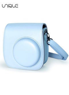 Unique Camera Case Compatible with Instax Mini 12, Protective Case PU Leather Bag with Pocket and Adjustable Shoulder Strap (Pastel Blue)  - Image 1