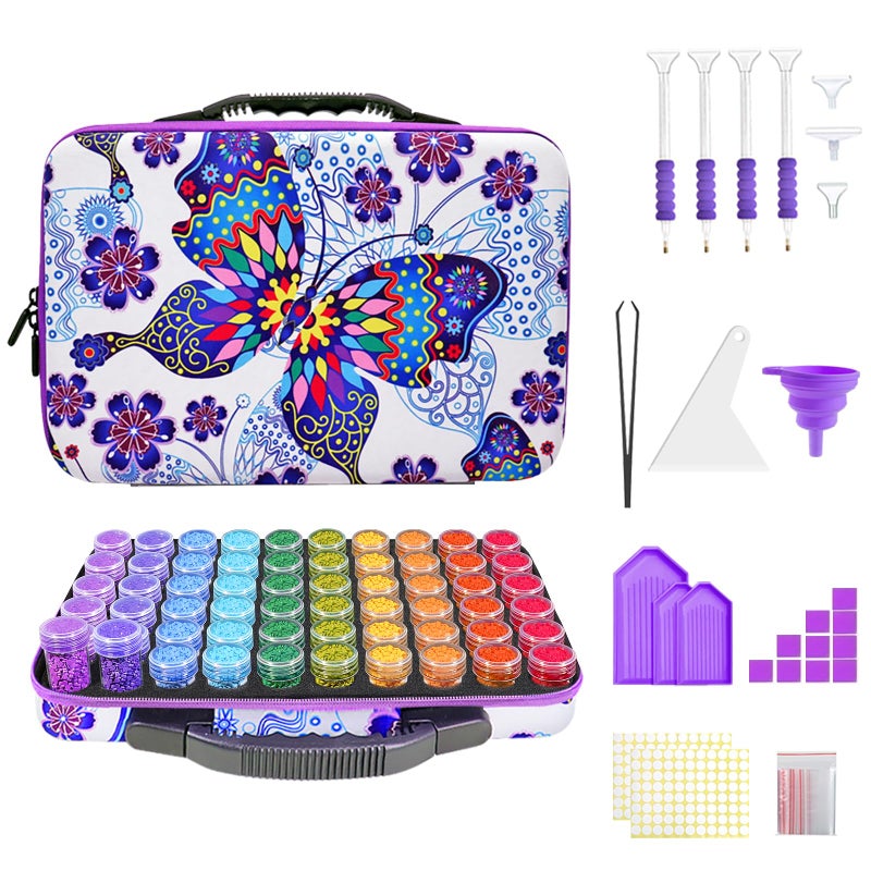 ZORETCO Diamond Painting Storage Case,60 Slots Diamond Art Kits with Accessories for Craft Jewelry Beads Organizer Boxes - Image 1