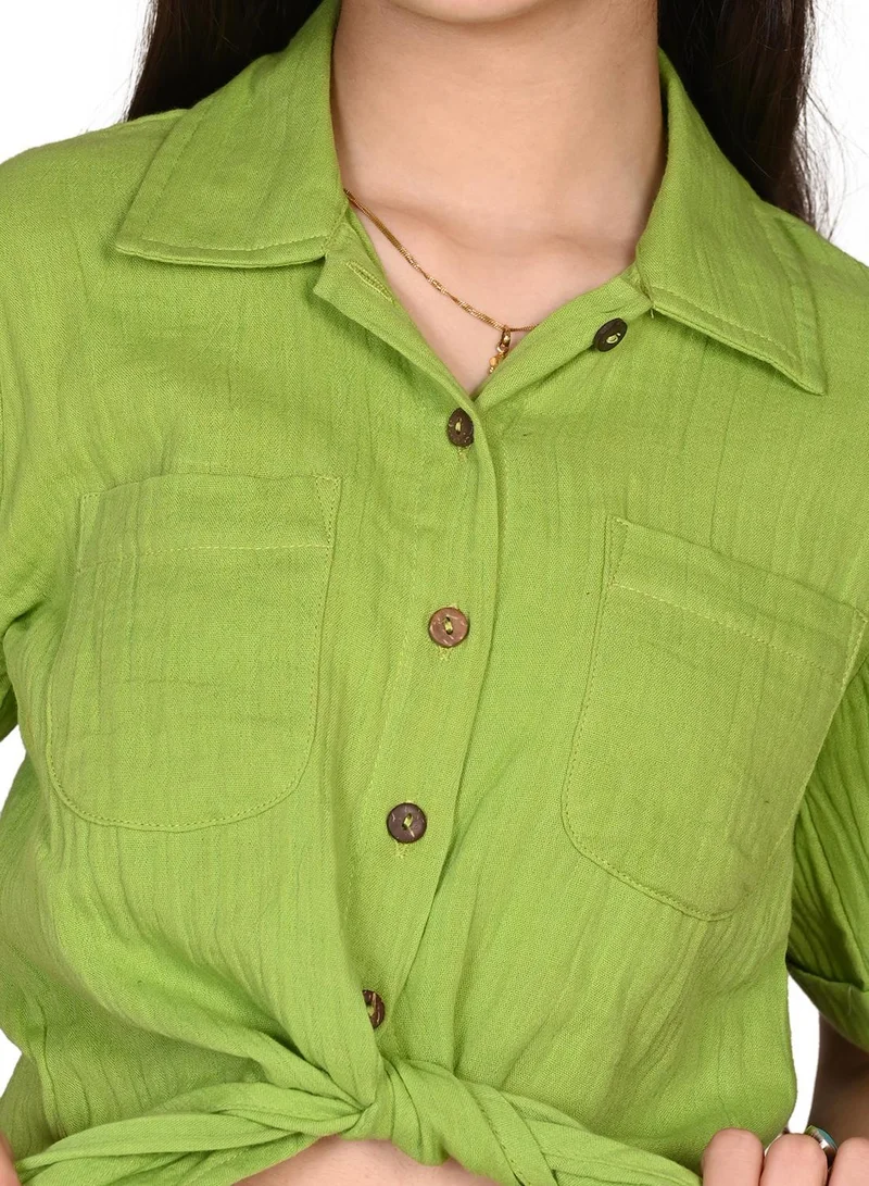 ليل بيكس طقم بلوزة بياقة مع ربطة وبنطلون واسع