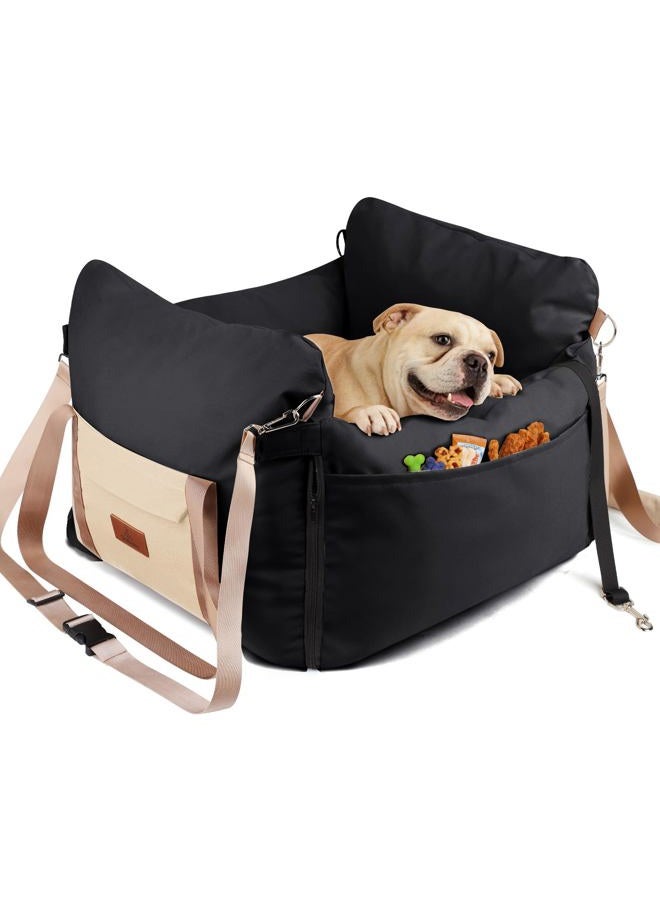 Felixora Dog Car Seat for Small Dogs, Waterproof Pet Booster Seat for Car with Side Handles and a Storage Pocket, Clip-On Safety Leash and PP Cotton Filling, Vehicle Bed for Small Dogs up to 25lbs - Image 1