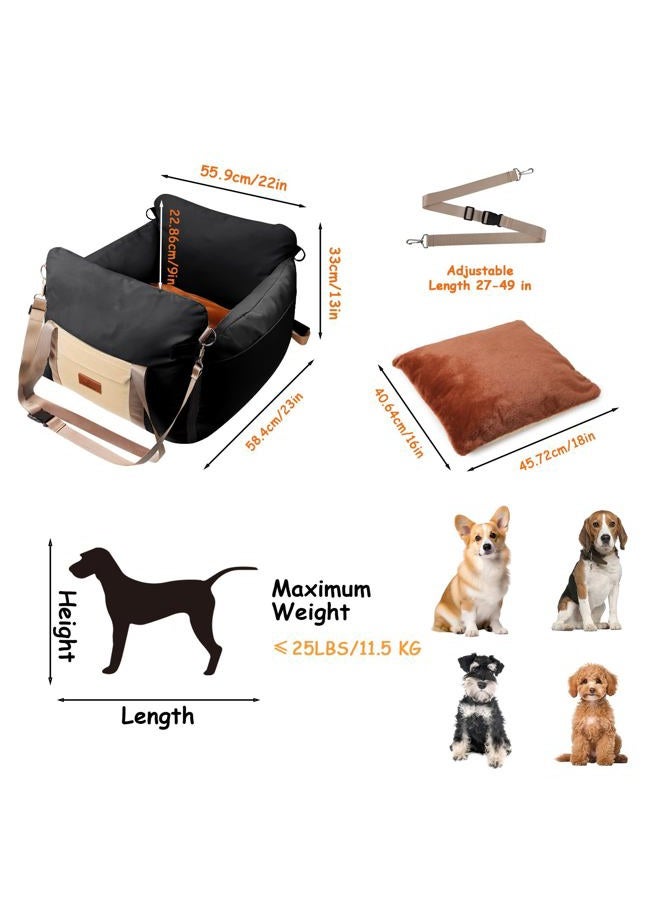 Felixora Dog Car Seat for Small Dogs, Waterproof Pet Booster Seat for Car with Side Handles and a Storage Pocket, Clip-On Safety Leash and PP Cotton Filling, Vehicle Bed for Small Dogs up to 25lbs - Image 4