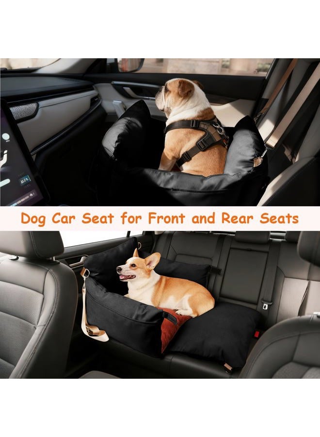 Felixora Dog Car Seat for Small Dogs, Waterproof Pet Booster Seat for Car with Side Handles and a Storage Pocket, Clip-On Safety Leash and PP Cotton Filling, Vehicle Bed for Small Dogs up to 25lbs - Image 2