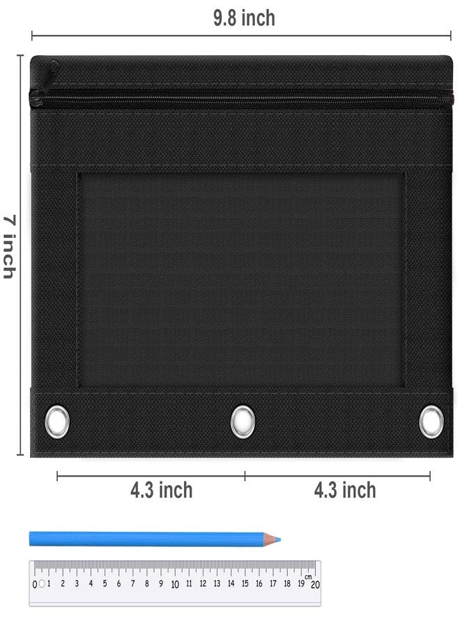 LURLIN Pencil Pouch for 3 Ring Binder, 24 Pack Pencil Bags with Zipper, Black Pencil Case for Classroom School Office Supplies, Large Sturdy and Durable Cloth Pencil Pocket for 3 Holder Binder - Image 2