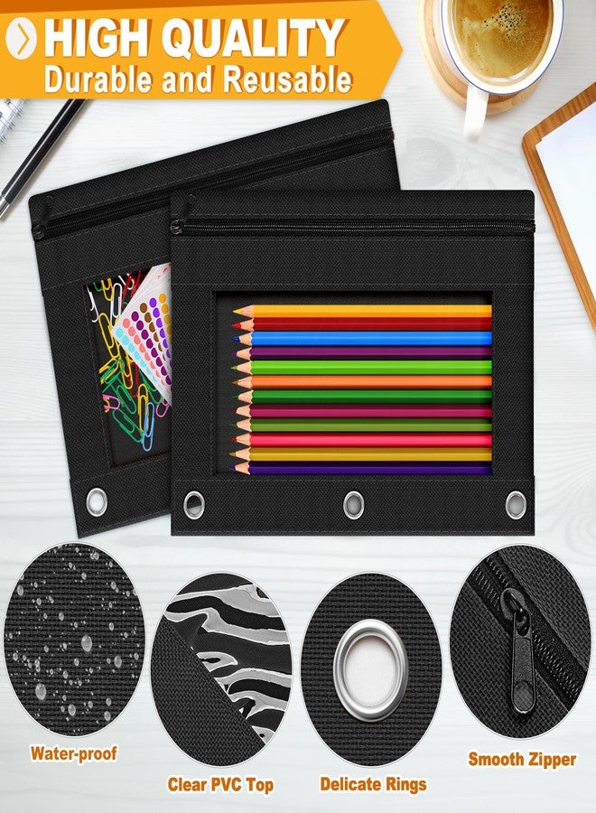 LURLIN Pencil Pouch for 3 Ring Binder, 24 Pack Pencil Bags with Zipper, Black Pencil Case for Classroom School Office Supplies, Large Sturdy and Durable Cloth Pencil Pocket for 3 Holder Binder - Image 4